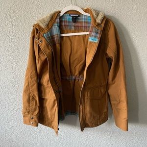 Women’s Hooded Patagonia Jacket - Tan, Size XS